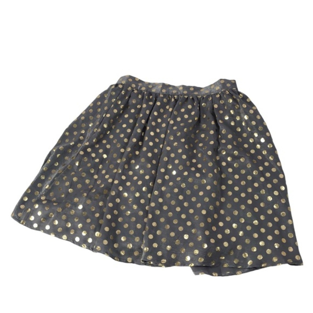 ModCloth Polka Dot Skirt in shimmering grey with gold dots size small
